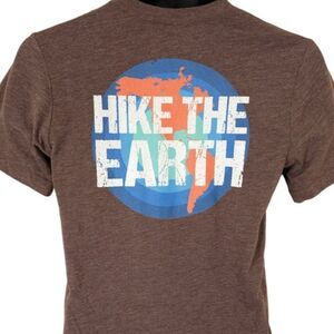 Hike The Earth T Shirt Mens Size Small Brown Hiking Outdoors Nature Tee